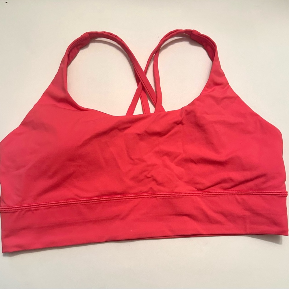 Lululemon Bright Coral Sports Bra with Racerback Design